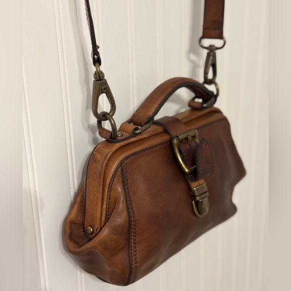 Fossil Vintage Revival Frame Satchel Brown Leather ZB5403 Doctor’s Bag CROSSBODY - Picture 3 of 10